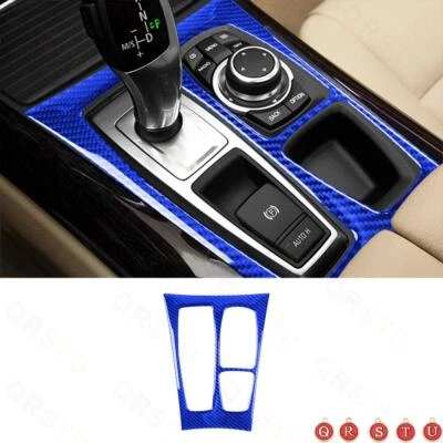 Blue Carbon Fiber Gear Shift Frame Cover For BMW X5 E70 X6 E71 2011-2013 Type B Foto 1 de 4