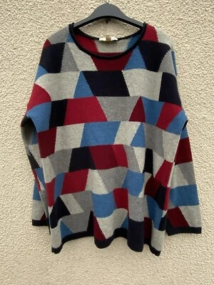 SEASALT GREAT FEAST WOOL COLOURBLOCK CHEVRON JUMPER TOP  16 18  - Image 1 of 3