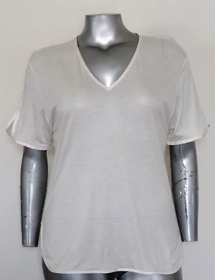 NUEVO CON ETIQUETAS Para Mujer LACOSTE T~Camiseta Blusa Top Talla 44/12 Logo Espalda Manga Corta Abertura Foto 1 de 4