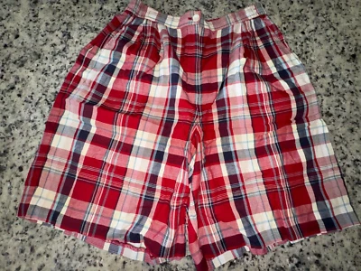 Womens Size Medium Red, Blue, White, Beige Plaid Shorts ~ Elastic Waist ~ Koret - Image 1 of 2