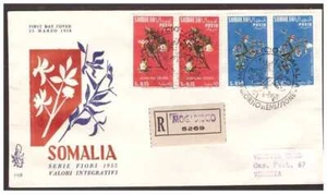 FDC Venetia Club Somalia Afis 1958 - Flowers Viagg. Racc - Picture 1 of 1