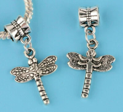 DRAGONFLY DANGLE Spacer Bead European Charm Bracelets Necklaces     - Image 1 of 2