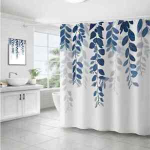 Waterproof Shower Curtain Plant Leaves Bath Screens with Hook Decor Accessories
