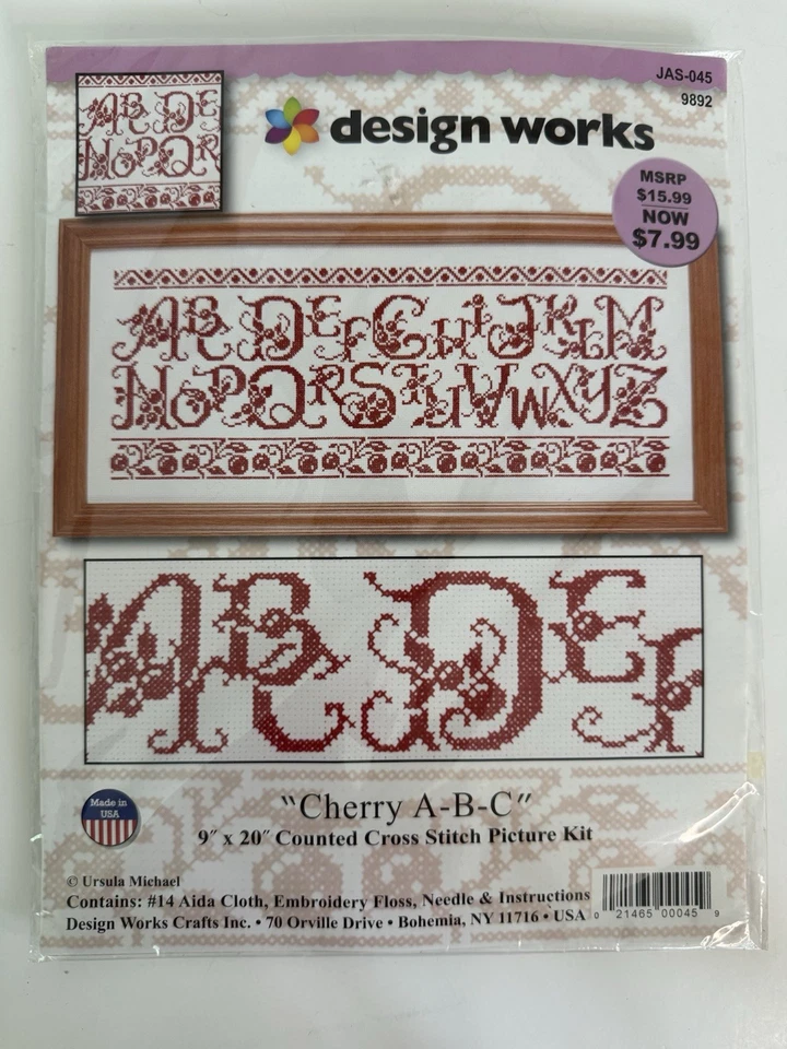Design Works Ursula Michael Cherry ABC Kit Punto de Cruz Un Color De Colección NUEVO Foto 1 de 2