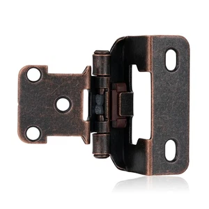 Cabinet Hinges 4 Pack Antique Copper 1/2" Overlay Partial Wrap Self Closing - Picture 1 of 6