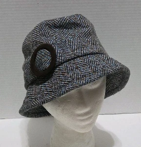 LOFT Damen Tweed Fischerhut braun hellbraun blau Winter Wollmischung Einheitsgröße edel EG - Bild 1 von 8