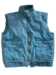 Vintage Woodland Mens Vest Size L/XL Teal Full Zip Collared Insulated Quilted - Picture 1 of 7