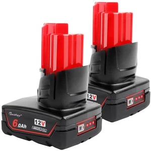 2 Pack 12V 6A Replacement Battery Compatible with Milwaukee 6.0Ah Power Tools - Picture 1 of 7