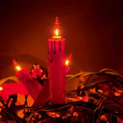 Vintage Red and Gold Candle Clip On Christmas Tree Lights | 4 Sets of 10 - Image 1 of 4