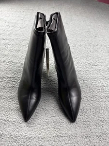 A New Day Ankle Boots Donna Women's Size 11 Black 3½" Heel Side Zip Faux Leather - Picture 1 of 7