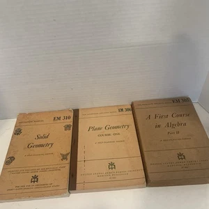 Lot Of 3 Military Education Manuals Geometry Algebra EM 305 EM 306 Em 310 - Picture 1 of 13