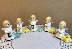 Vintage Goebel Mini Angels Ceramic Candle Holders W. Germany Set of 5 - Picture 1 of 18