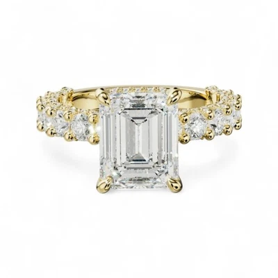 Engagement Ring Semi Mount 14k Yellow Gold 1.50 Ct Diamond Emerald Cut Setting - Image 1 of 4