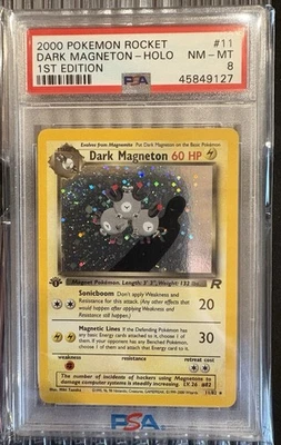Pokemon TCG Dark Magneton 11/82 Rocket 1st Edition Holo PSA 8 - Image 1 of 2