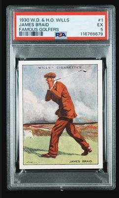 1930 w.d. & h.o. Wills #1 James Braid RC; famosos golfistas PSA 5 (iAPEAL) Foto 1 de 2