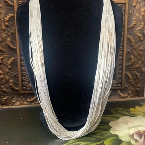 Native American Liquid Sterling Silver 50 Strander Necklace 24" Heishi Tubes - Picture 1 of 6
