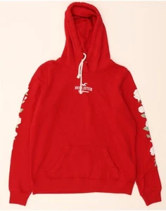 HOLLISTER Womens Oversized Graphic Hoodie Jumper UK 10 Small Red Floral CS03 - Picture 1 of 4