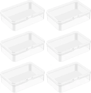6 Stück Mini Klar Kunststoff Aufbewahrung Behälter Box Etui mit Deckel Klar Rechteckig B - Bild 1 von 8