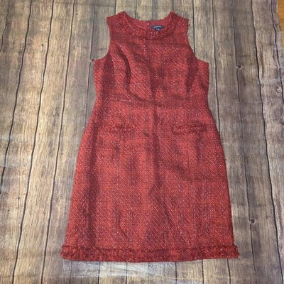 Lands' End Womens Garnet Tweed Sheath Dress 12 Sleeveless  Wool Blend Holiday - Image 1 of 4