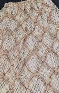 Vintage grobmaschige Gardine creme weiß braun 6,20 m x1,35 m dicker Vorhang 80er - Bild 1 von 10