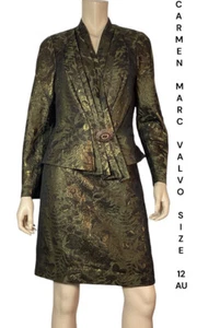 🌻CARMEN MARC VALVO COLLECTION SIZE 12 GREEN FLORAL 2 PIECE FORMAL SUIT - Picture 1 of 13