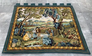 Vintage French Tapestry Medieval Pictorial Cozy Wall Decor Tapestry 4x5 ft - Picture 1 of 16