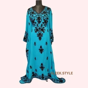 Kaftan New Abaya Dubai Fancy Festive Moroccan Farasha Georgette Wedding Dress - Picture 1 of 4