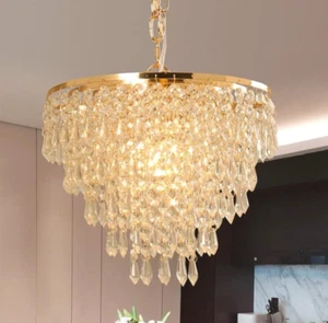 Modern Chandelier Ceiling Lamp Pendant Light Elegant Crystal Fixture Lighting - Picture 1 of 13