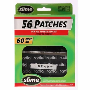 SLIME 2033 PATCH REPAIR KIT BIKE TIRE TUBE 60 PC 56 PATCHES 2 RUBBER CEMENT  - Picture 1 of 5