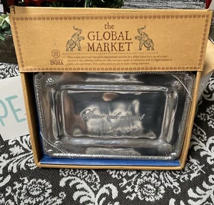 Global Market, Made In India Silver Pewter “Savor Each Moment” Tray, New In Box - Picture 1 of 5