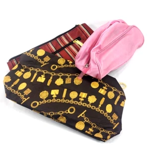 Lot of 3 Estee Lauder Pouch Bag cosmetic makeup in Pink, Stripped and Brown - Picture 1 of 22