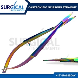 Rainbow Castroviejo Scissors 4.5" Straight Ophthalmic Instruments German Grade - Picture 1 of 8