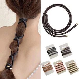 Women Leather Hair Ties Ponytail Holder Leather Hair Wire Headbands Rope USD - Picture 1 of 17