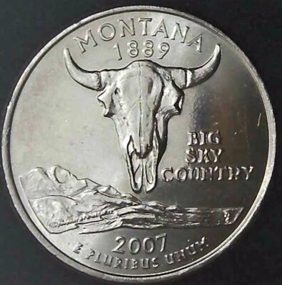 2007-P 25C State Quarter Montana BU CLAD 20uc0225-2 - Image 1 of 2