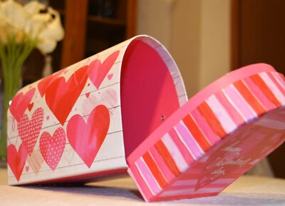 Greenbrier Valentine's Day Hearts Gift Mailbox Hard Cardboard Gift Box 3 sizes - Image 1 of 4