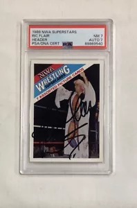 Tarjeta autógrafa firmada por Ric Flair 1988 NWA SUPERSTARS PSA 7 AUTO 7 - Imagen 1 de 2
