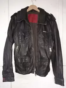 Superdry Leather Jacket Size M-L - Picture 1 of 14
