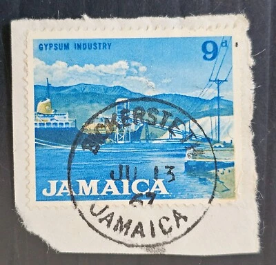 Jamaica 1967 9d sello en pieza CD Bickersteth Foto 1 de 2
