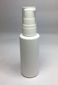 50ml PET Plastic White Gloss Cylindrical Bottles & White Serum Pump ANY AMOUNT - Picture 1 of 2