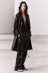 NWT ZARA 100% sheep leather COAT Size Meduim | ZW COLLECTION LONG LEATHER COAT - Picture 1 of 13