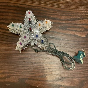 Vintage Miniature Star Christmas Tree Topper Silver Garland  Light 1981 - Picture 1 of 5