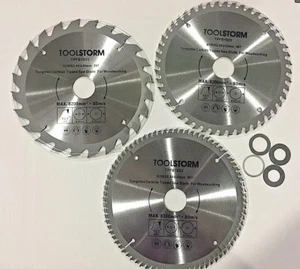 3PC MITRE SAW CIRCULAR SAW BLADE 190MM 24T 48T 80T ARBOR 30/25.4/20/16/15.88mm - Picture 1 of 3