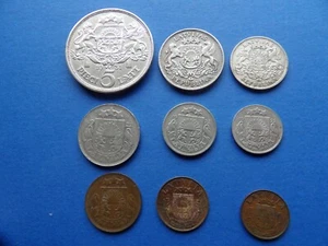 Lettonia set completo monete piccole 1922 -1939 1,2,5,10,20,50 santims 1,2,5 Lats argento - Foto 1 di 9