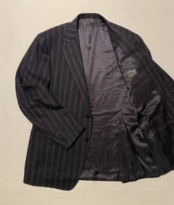Canali Navy Stripe Patch Pocket Men Blazer Wool Angora Cashmere Size 42R $696.99 - Picture 1 of 17