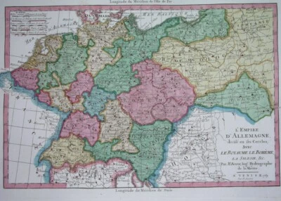 1789 nice ORIGINAL MAP BOHEMIA POLAND SLOVENIA UKRAINE GERMANY MORAVIA HOLLAND  - Image 1 of 4