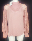 Free People Nwt Bliss Blush Long Lace Sleeve Shirt With Embroidered Plate Size S