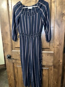 abercrombie kids Girls Navy Striped Jumpsuit Size 11/12 - Picture 1 of 5