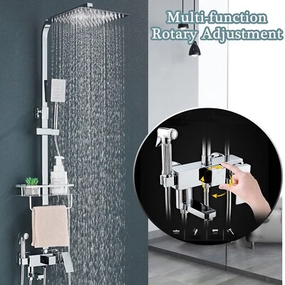 Colonne de Douche hydromassante Réglable en Hauteur Colonne de Douche Chrome - Photo 1/4