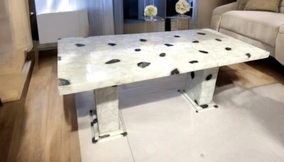 White Agate Dining Table Stunning Design Crystal Gemstone Bedroom Furniture Deco - Image 1 of 4