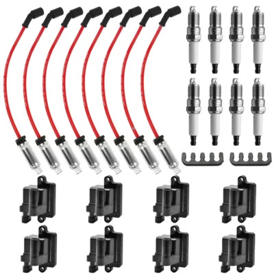 8 Pack Square Ignition Coil & Spark Plug Wire For Chevy GMC 4.8L 5.3L 6.0L 8.1L - Image 1 of 4